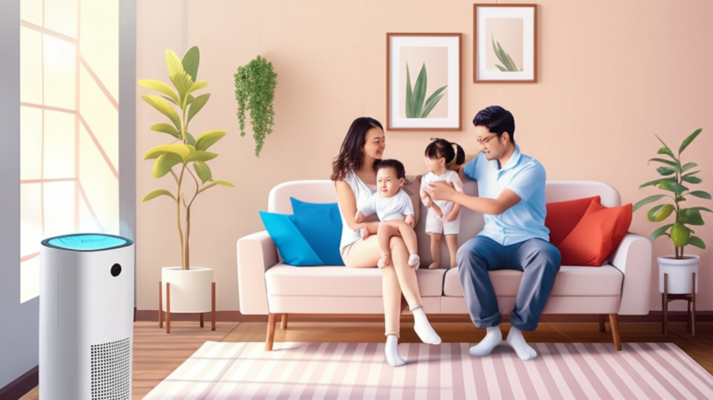 Family enjoying clean, healthy air in their home
