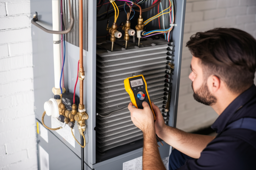 HVAC technician performing Heating Installation