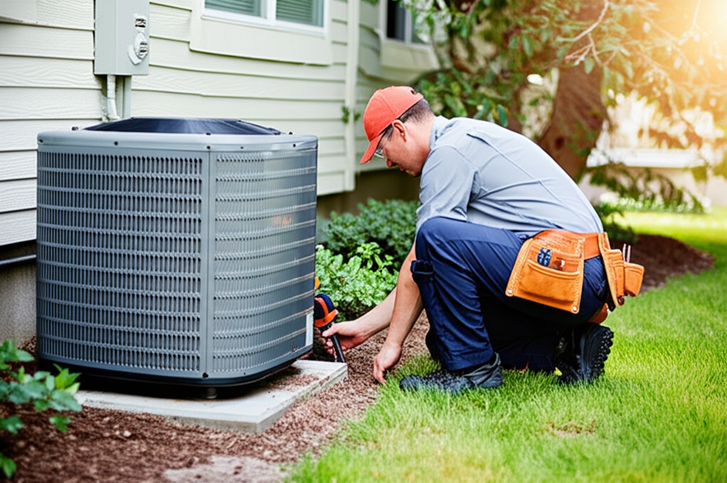 HVAC technician servicing a home in Ridgefield, Washington